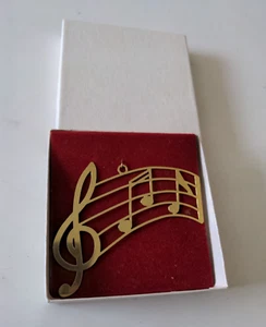 Treble Clef on Staff with Musical Notes Metal Christmas Ornament - Picture 1 of 6