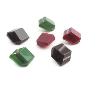 Lot (6) Vintage Czech Cubist hexagon glass buttons with silver lustre 15mm - Picture 1 of 2