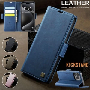 Flip Leather Magnetic Wallet Stand Phone Case For iPhone 16 15 14 13 12 Pro Max - Picture 1 of 43