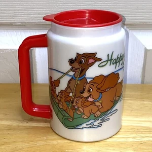 DISNEY Coca Cola ~ LADY AND THE TRAMP ~ Happy Holidays 1998 ~ WHIRLEY Travel Mug - Picture 1 of 6