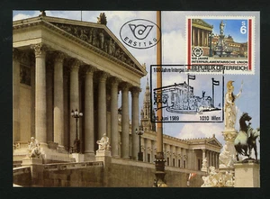Austria 1989 FDC Postcard sc 1475 Stamp Interparlamentarian Union Centenary - Picture 1 of 2