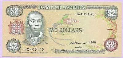 2 Dollars JAMAÏQUE 1993, P-69e, UNC, Paul Bogle, Etudiants de Central Branch, 2$ - Photo 1/2