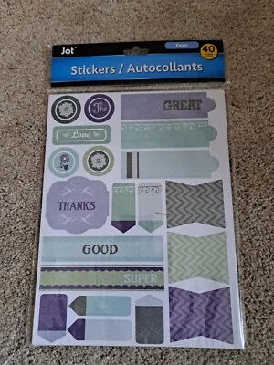 Jot Paper Stickers/Autocollants 40 Piece Words ~ Thanks Good Super Love Special - Image 1 of 3