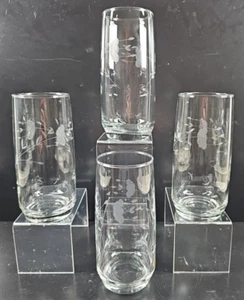 4) Princess House Heritage 22 Oz Coolers Set Clear Floral Etched Tumbler 462 Lot - Picture 1 of 24