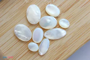 16 x 12 mm weiß MOP Muschel Cabochon lose natürliche Perlmutt Muschelsteine 2 Stück - Bild 1 von 8