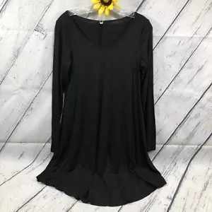 Poseshe Soft Maxi Dress Womens Size M Long Sleeve Evening V-Neck Black bt4369 - Picture 1 of 4