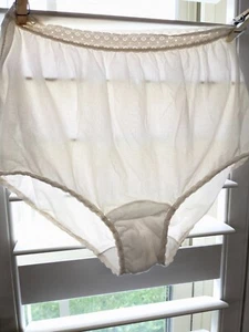 Culotte vintage Carole mamie bikini nylon dentelle bordure taille 7 semi transparente carol undie - Photo 1/13