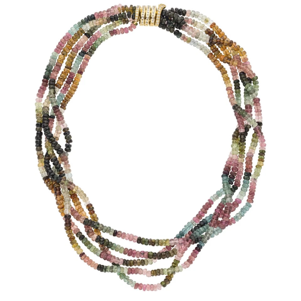 Tourmaline, Diamond, 18k Gold Snake Necklace - Image 1 of 1