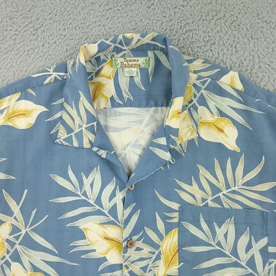 Tommy Bahama Shirt Mens 2XL Blue Silk Hawaiian Floral Aloha Camp Button Front - Image 1 of 4