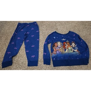 Girls Disney Princess Pajama 2pc Long Sleeves size XS 4/5 Moana Tiana Ariel - Picture 1 of 4