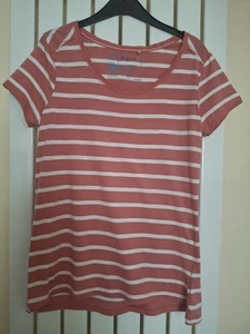 Fat Face Striped Hi Low Hem Cotton Top. Size 12(36") Pink - Picture 1 of 2