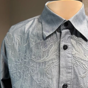 Hause Of HOWE Men’s Long Sleeve Button Front Shirt Western Heavy Embroidery M - Picture 1 of 15