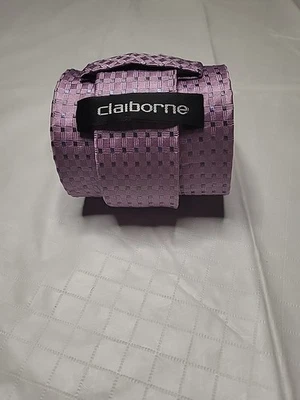 Corbata Claiborne rosa geométrica Foto 1 de 3