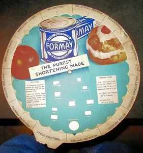 c1930 Formay Shortening Guide, Twist Center to Get Recipe on Edge - Picture 1 of 1