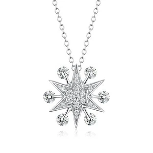 Star Snowflake Design Moving Stone CZ 14K Gold Plated Necklace/Pendant - Picture 1 of 5