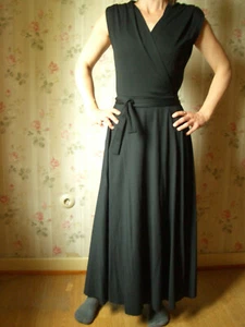 schwarzes langes Wickelkleid Vintage ca. 80er Jahre Gr 40 - Bild 1 von 4