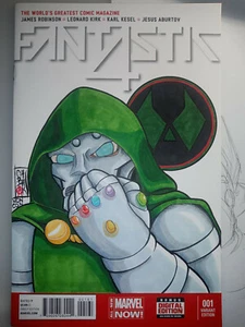 Fantastic Four 1 Rohling Variante mit Doctor Doom Infinity Guantlet Skizze  - Bild 1 von 1