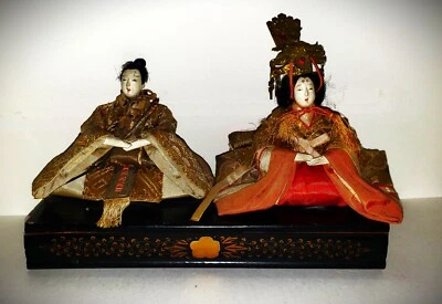 SCARCE Antique Gofun Late Edo early Meijii Hina Japanese Emperor & Empress Dolls - Image 1 of 4