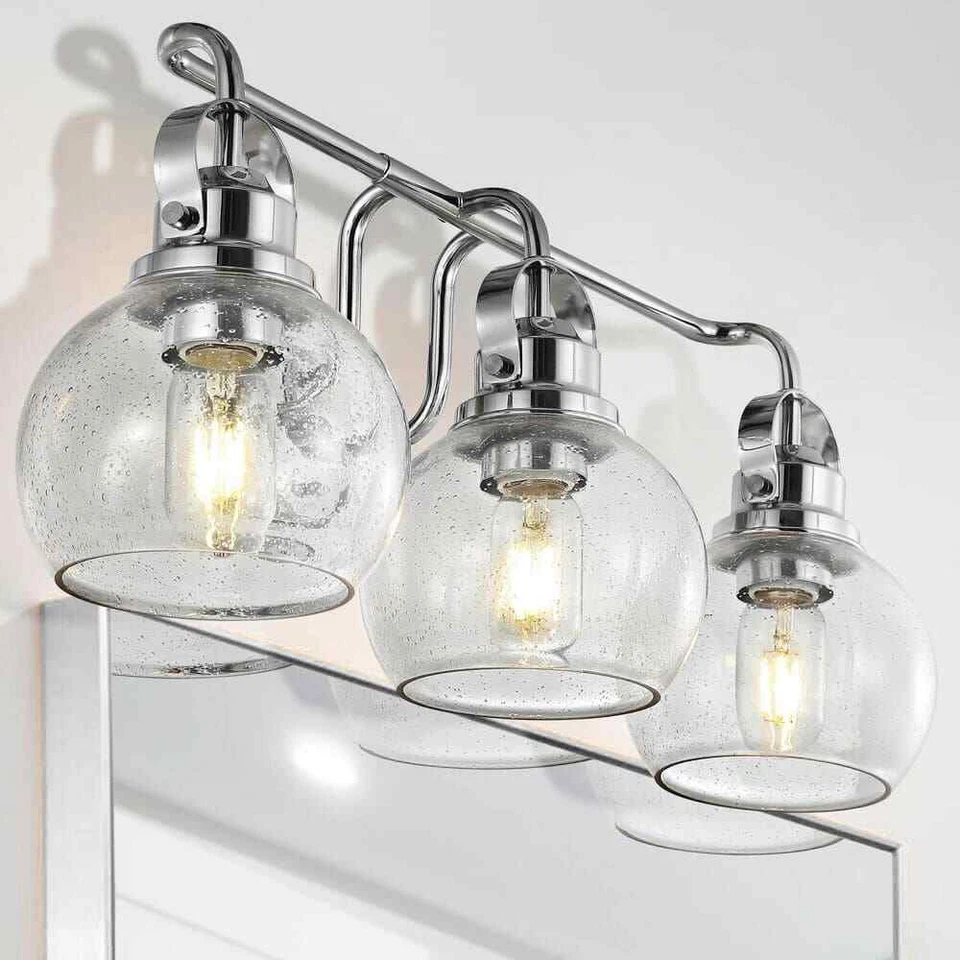 Jonathan Y JYL7405A Shirley 24" 3 Metal/bubbled Glass Vanity Light 2200k Edison