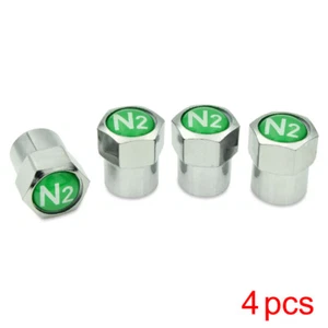 Nitrogen N2 Valve Stem Cap Wheel Tire Chrome Car Auto Valve Tire Insert-Cover - Picture 1 of 12