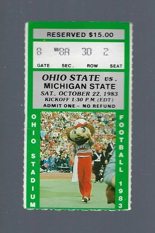 VINTAGE 1983 MICHIGAN STATE SPARTANS @ OHIO STATE BUCKEYES FOOTBALL TICKET STUB Cover