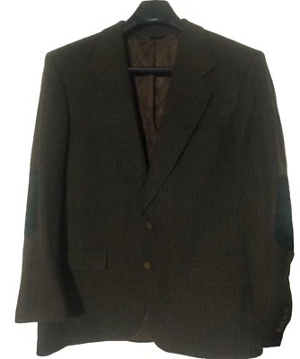 Vintage Bill Blass Lord & Taylor Tweed Sport Jacket Men's 44L Brown Elbow Pads - Image 1 of 4
