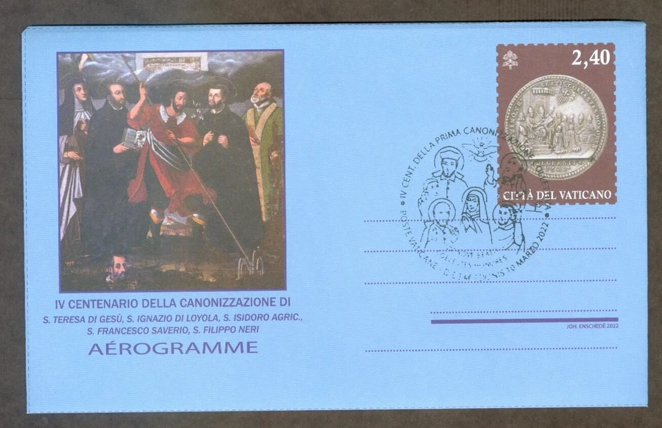 2022 Vatican City Airletter: 4th Centenary of the first Group Canonization FDC - Image 1 of 1