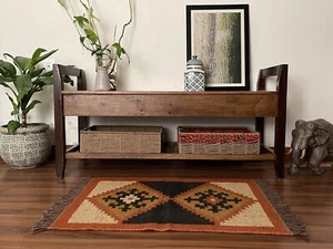 2x3 Ft. Vintage Rug Kilim Wool Jute Traditional Aztec Home Decor Doormat 60 cm - Picture 1 of 7