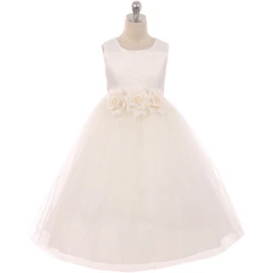 IVORY IVORY Size 8 Flower Girl Dress Bridesmaid Recital Birthday Graduation - Picture 1 of 3