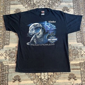 Vintage Harley Davidson Men’s XL Black T-Shirt Kenai Peninsula Soldotna Alaska - Picture 1 of 8