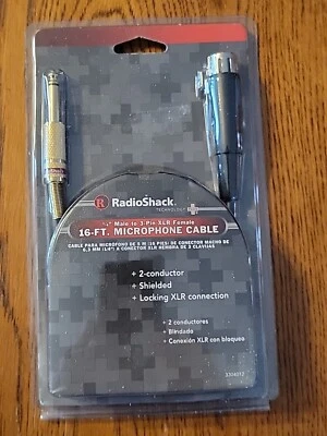 Radio Shack 16ft Microphone Cable 6.3mm to 3-Pin XLR 3304012 New - Image 1 of 4