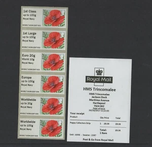 POPPY Ma15 TRINCOMALEE OCTOBER 2017 A006 Collector Strip POST GO FV £17.65 - Picture 1 of 1