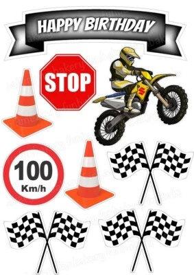 Motocross Motorrad eßbar Tortenbild Aufleger Party Deko Geschenk Geburtstag Muff - Bild 1 von 4
