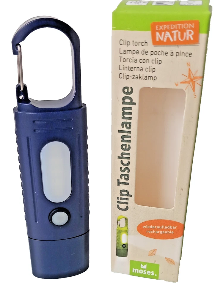 MOSES. VERLAG 9889 Expedition Natur Clip Taschenlampe dunkelblau / Neu