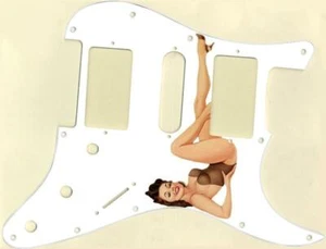 Stratocaster Graphical Pickguard Custom fit Fender HSH 11 H Pin Up Kick Hick  WH - Picture 1 of 1
