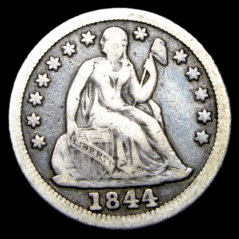 1844 Seated Liberty Dime Silver ---- Nice Condition Rare Type Coin ---- #WW213 Cover