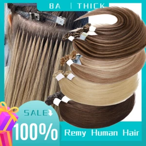 Keratin U Nail Tip Remy Human Hair Extensions Balayage Pre Bonded 100G Highlight - Picture 1 of 26