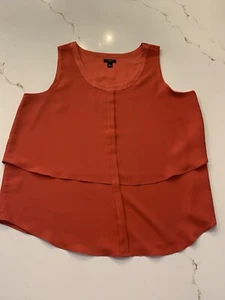 Ann Taylor Layered Sleeveless Blouse Size Petite Large Shade Of Coral - Picture 1 of 11