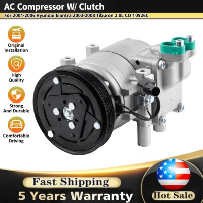 AC Compressor For Hyundai Elantra 2.0 2001 2002 2003 2004 2005 2006 CO 10926C - Imagem 1 de 4