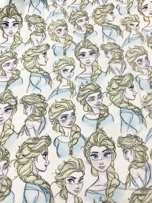 1 jarda Disney Frozen Elsa esboço algodão elástico elastano tecido de malha BTY - Imagem 1 de 4