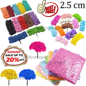 144 Stck. 2,5 cm Kunstblumen Mini Schaum Rosen mit Stiel Hochzeit Strauß Dekor - Bild 1 von 18