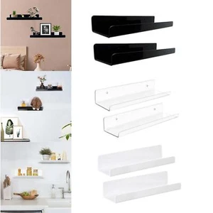 2x Acrylic Floating Wall Shelves Floating Shelves Modern Spice Shelves Wall - Picture 1 of 17