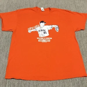 Houston Astros Shirt Mens XL Orange Extra Large Baseball MLB Logo Zack Greinke - Picture 1 of 11