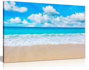 Beach Sand Sea & Sky Canvas Wall Art Picture Print - Picture 1 of 1