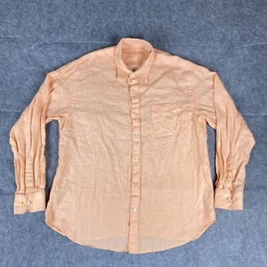 Tommy Bahama Shirt Mens Large Orange Plaid Linen Button Up Long Sleeve - Picture 1 of 11