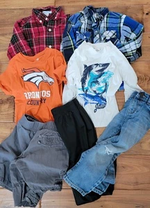 Youth Kids 3T Clothing Lot Shark Bronco Plaid Button Long Sleeve Boys Pant Shirt - Picture 1 of 6
