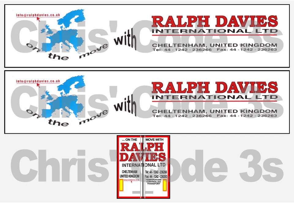 Code 3 Adhesive Vinyl Trailer Decal - Ralph Davies - 1/50 1/64 1/76 1/87 1/148 - Image 1 of 1