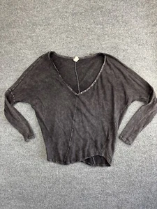 We The Free Linen Top Women's Small Gray Button Scoop Neck Dolman Long Sleeve - Picture 1 of 7