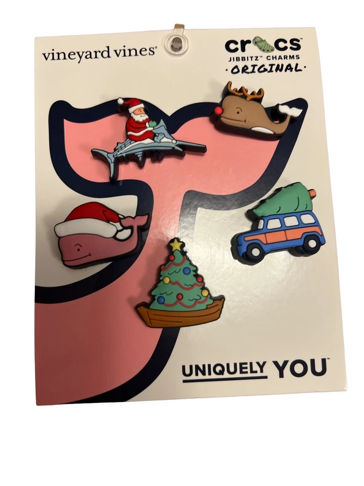 Crocs Vineyard Vines 5 Pack Holiday Jibbitz charms Christmas Santa tree whale
