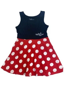 Disney Girls Minnie Mouse Red Polka Dot Tank Top Dress - Picture 1 of 2